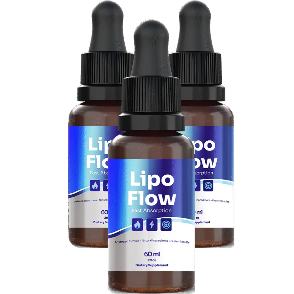 Three bottles of Lipo Flow supplement